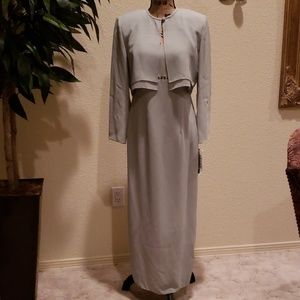 NWT After Dark Celadon & Rhinestone Evening Dress